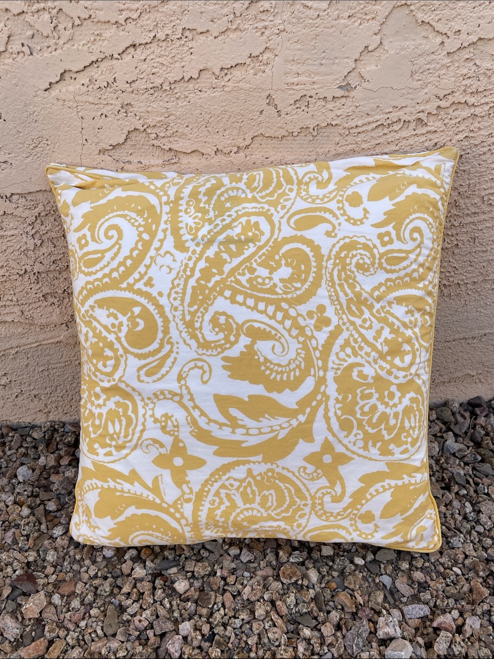 Ralph Lauren throw pillow down feathers floral paisley classic yellow square